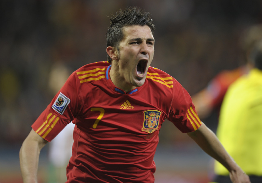 David Villa celebrates after scoring the winner against Portugal in the last 16 of the World Cup.